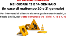 Finale Emilia, interventi di allaccio alla rete gas: divieto di fermata e transito in via Mazzini
