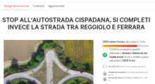 Cispadana troppo inquinante, il Coordinamento: “50mila ragioni per firmare la petizione”