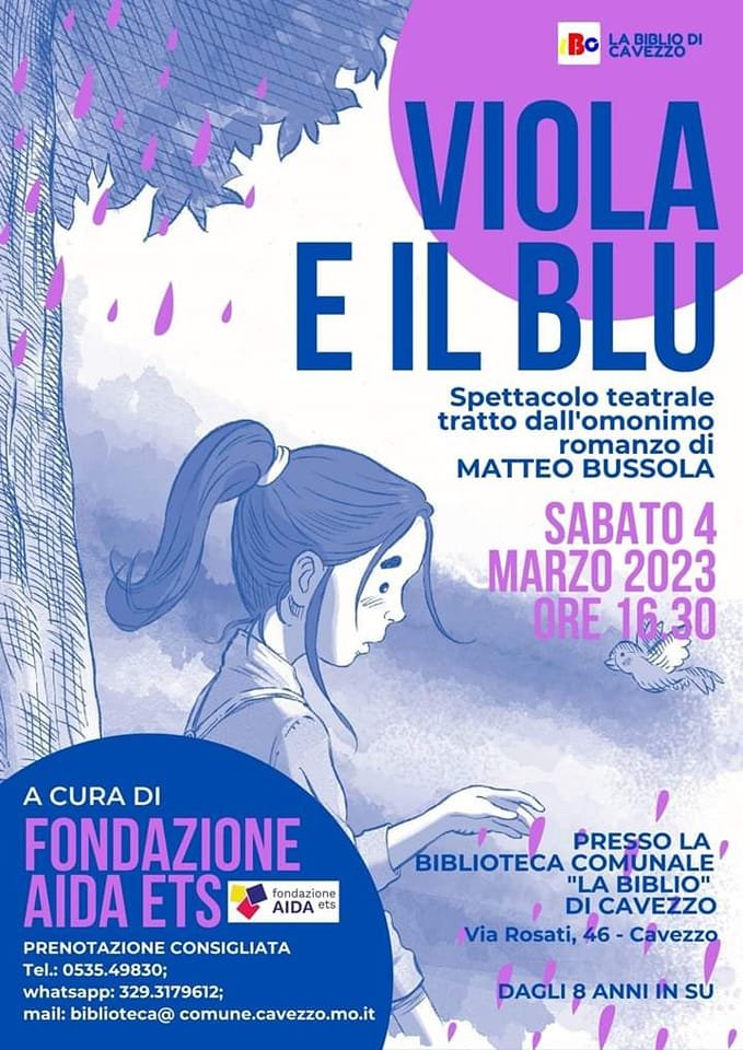 Viola e il blu, lo spettacolo dal libro di Matteo Bussola sabato a Cavezzo  - SulPanaro