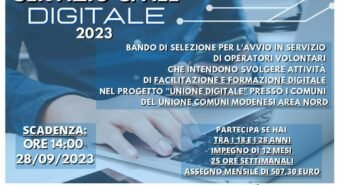 Servizio civile digitale, due posti a Mirandola e Camposanto, uno a Finale Emilia,  Medolla, Cavezzo, San Possidonio