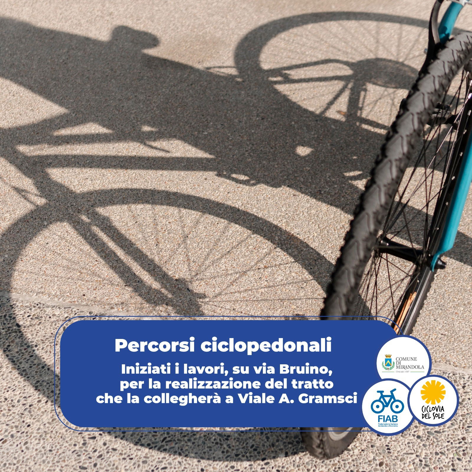 Mirandola, al via i lavori per la pista ciclabile in via Bruino