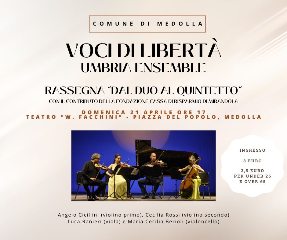 Medolla, domenica 21 aprile il concerto “Voci di libertà” al teatro “Facchini”