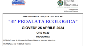 Mirandola il 25 aprile “Pedalata ecologica” con arrivo a Villa Tagliata