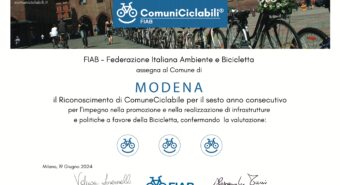 Modena tra i 179 “Comuni ciclabili” della FIAB