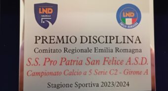 Calcio a 5, alla Pro Patria San Felice il premio disciplina 2023-24